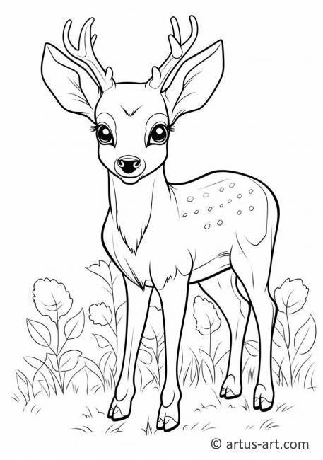 Cute White-tailed deer Coloring Page For Kids